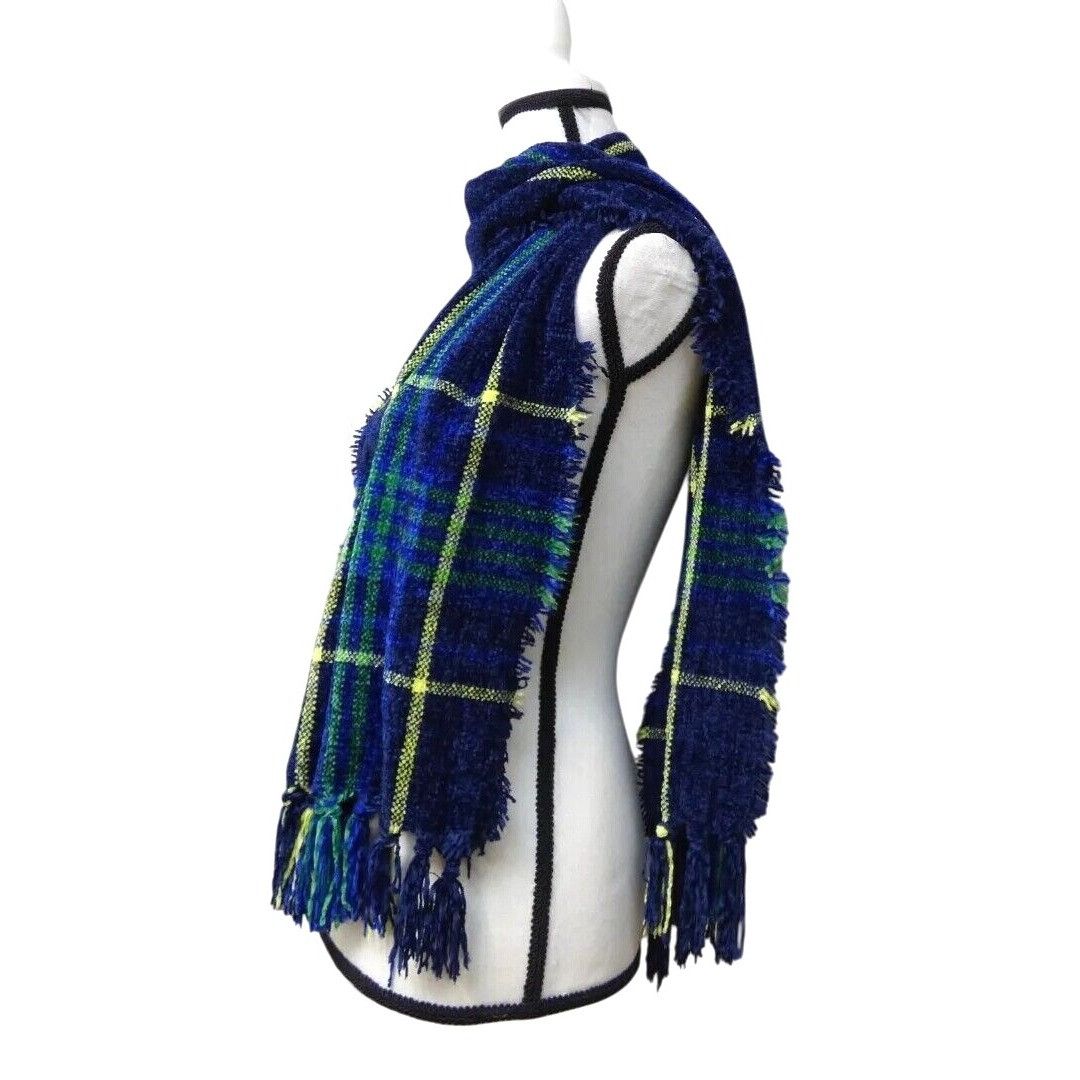 Charter Club Charter Club Women's Chenille Square-Plaid Scarf, Blue Size ONE SIZE - 2 Thumbnail