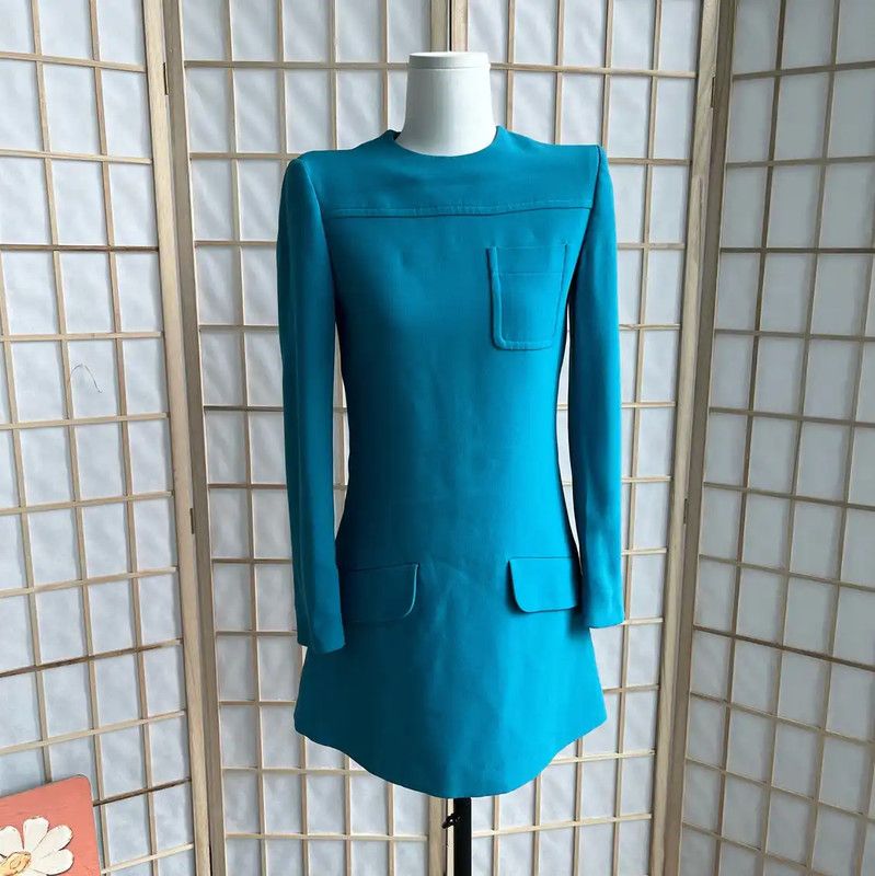 Miu Miu Miu Miu Blue Long Sleeve Dress 0089 Size S / US 4 / IT 40 - 1 Thumbnail