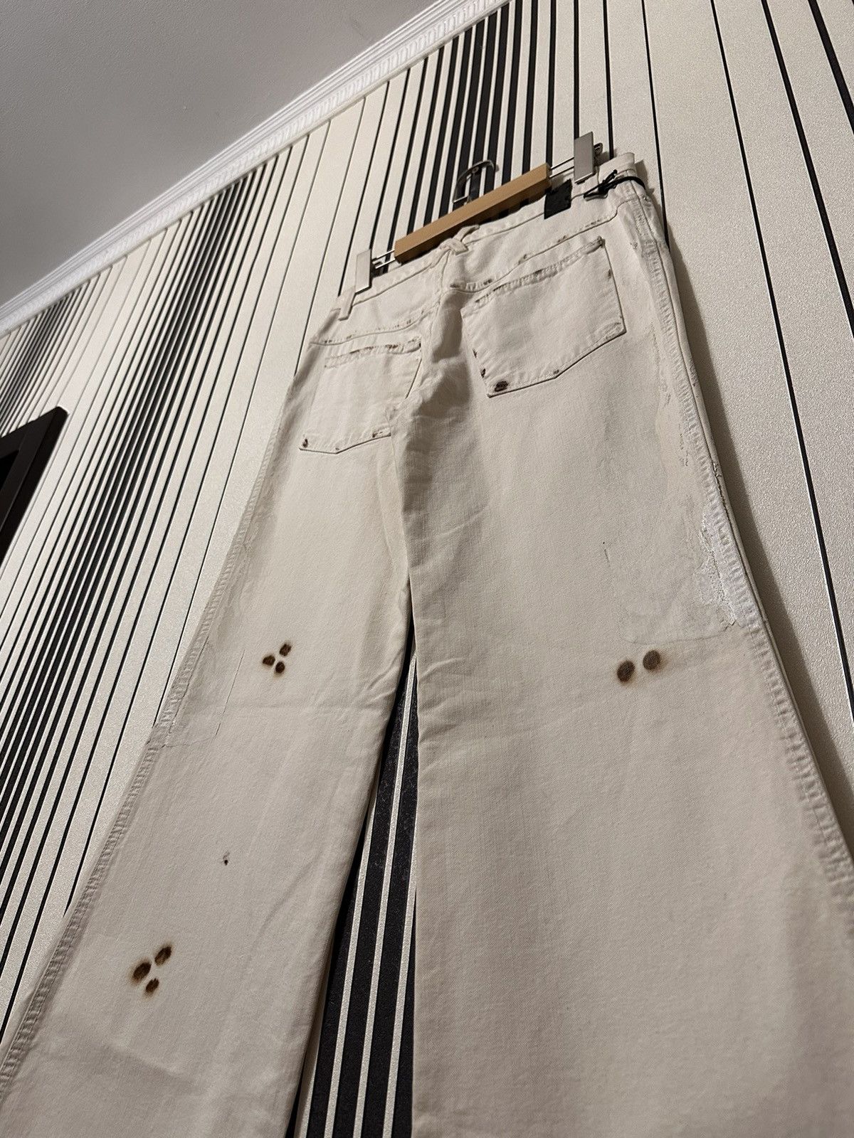 Gianfranco Ferre S/S04 Gianfranco Ferre Burned Painted Y2k Flared Denim Pants Size US 30 / EU 46 - 10 Thumbnail