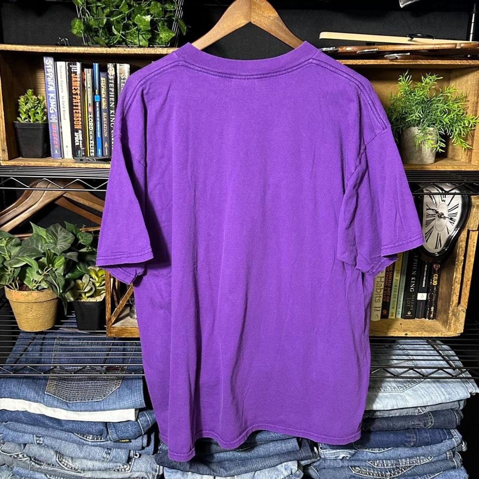 Tultex Vintage 90s Oklahoma Embroidered Tee Mens 2XL Purple Shirt Size US XXL / EU 58 / 5 - 2 Thumbnail