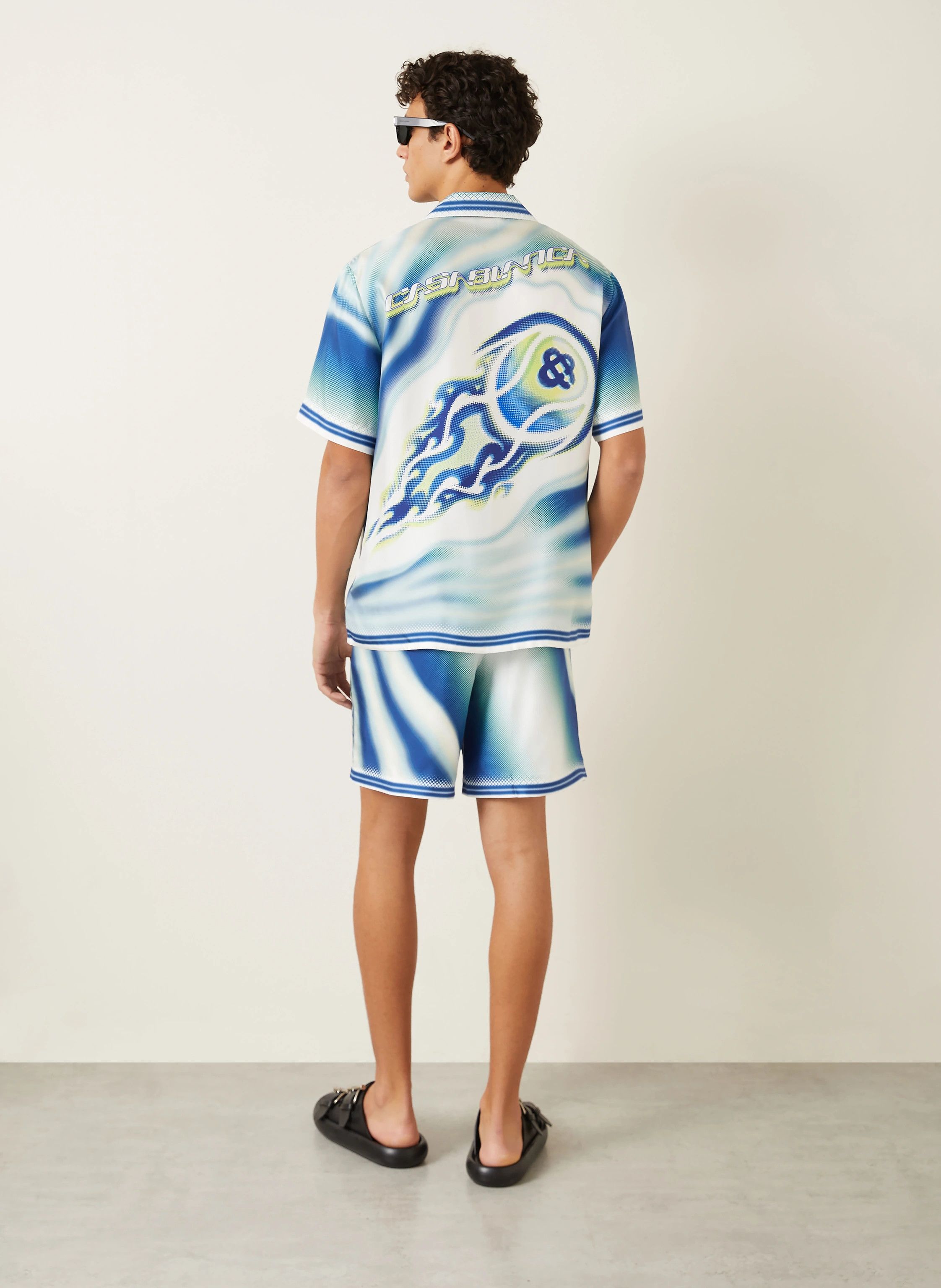 Casablanca o1h1sh10526 Flaming Tennis Ball Shirt in Blue Size US L / EU 52-54 / 3 - 3 Thumbnail