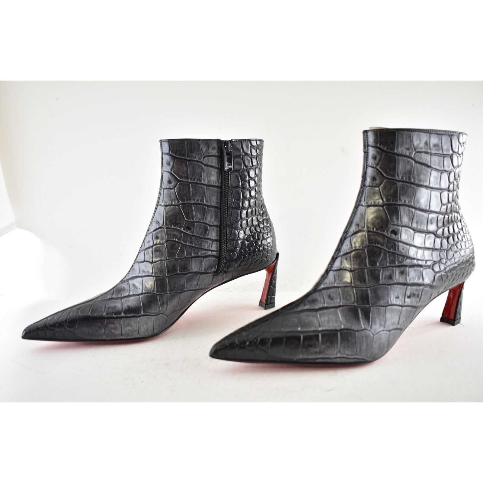 Christian Louboutin Christian Louboutin Condora Booty 55 Black Silver Croc Ali Size US 8 / IT 38 - 12 Thumbnail