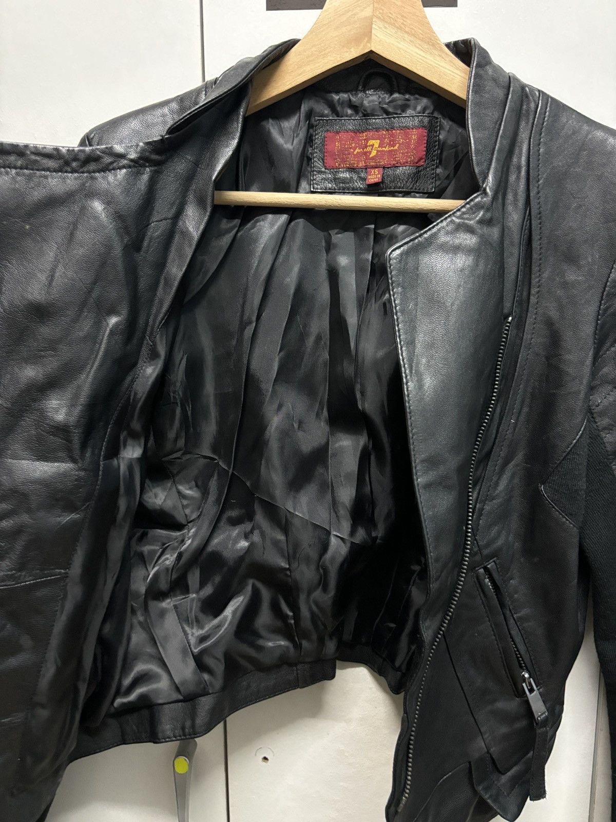 7 For All Mankind 7 for All Mankind Asymmetrical Leather Jacket Size XS / US 0-2 / IT 36-38 - 6 Thumbnail