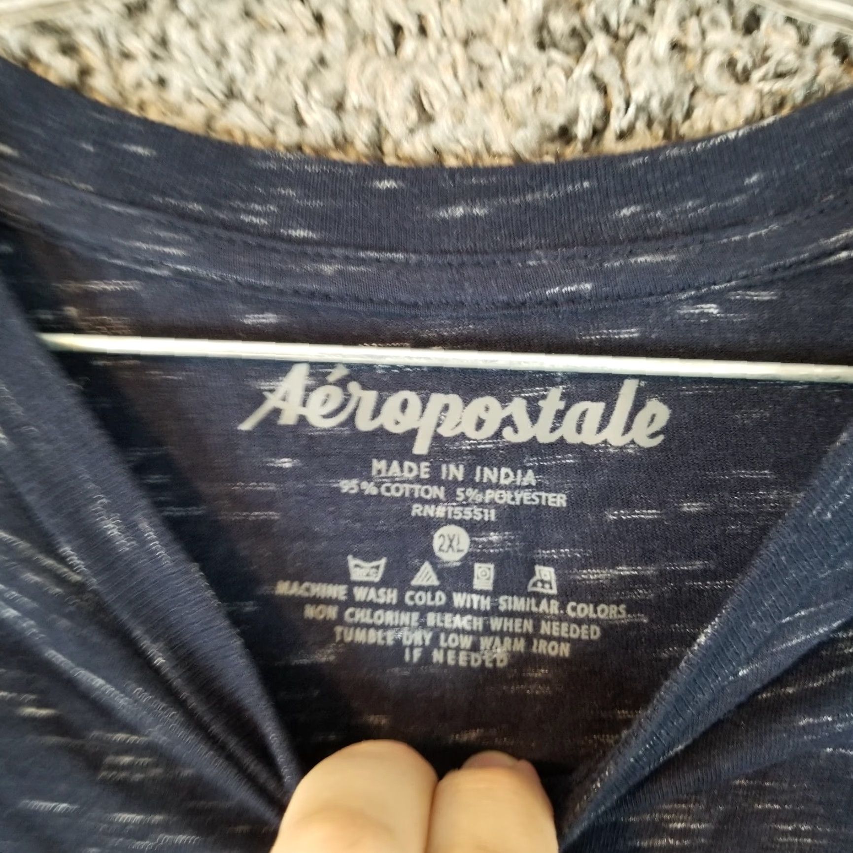 Vintage Aéropostale Mens 2XL Blue Speckled Short Sleeve T-Shirt Size US XXL / EU 58 / 5 - 4 Thumbnail