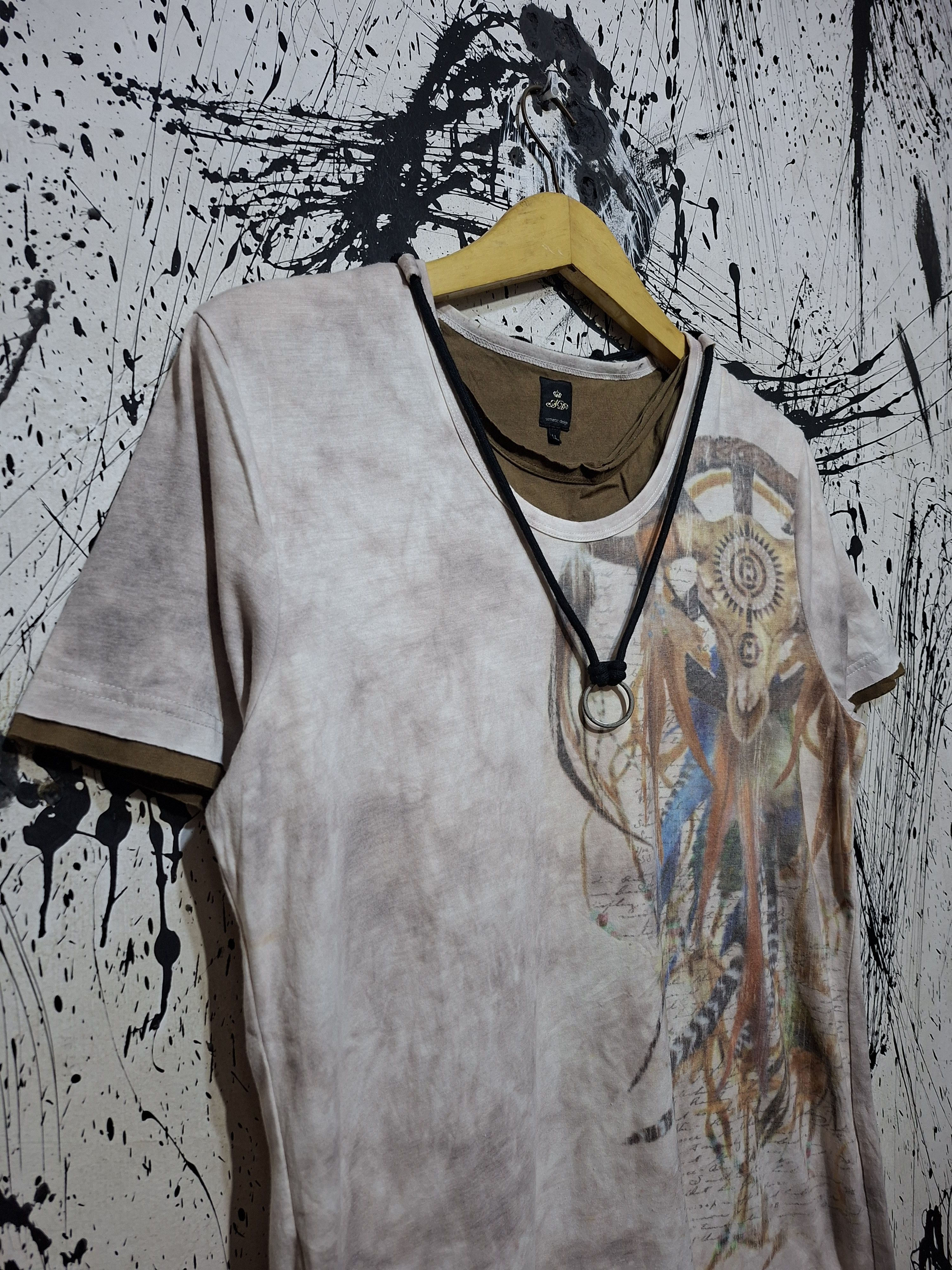 Japanese Brand L.G.B STYLE BY SEMANTIC DESIGN FEATHER SKULL T-SHIRT Size US L / EU 52-54 / 3 - 2 Thumbnail