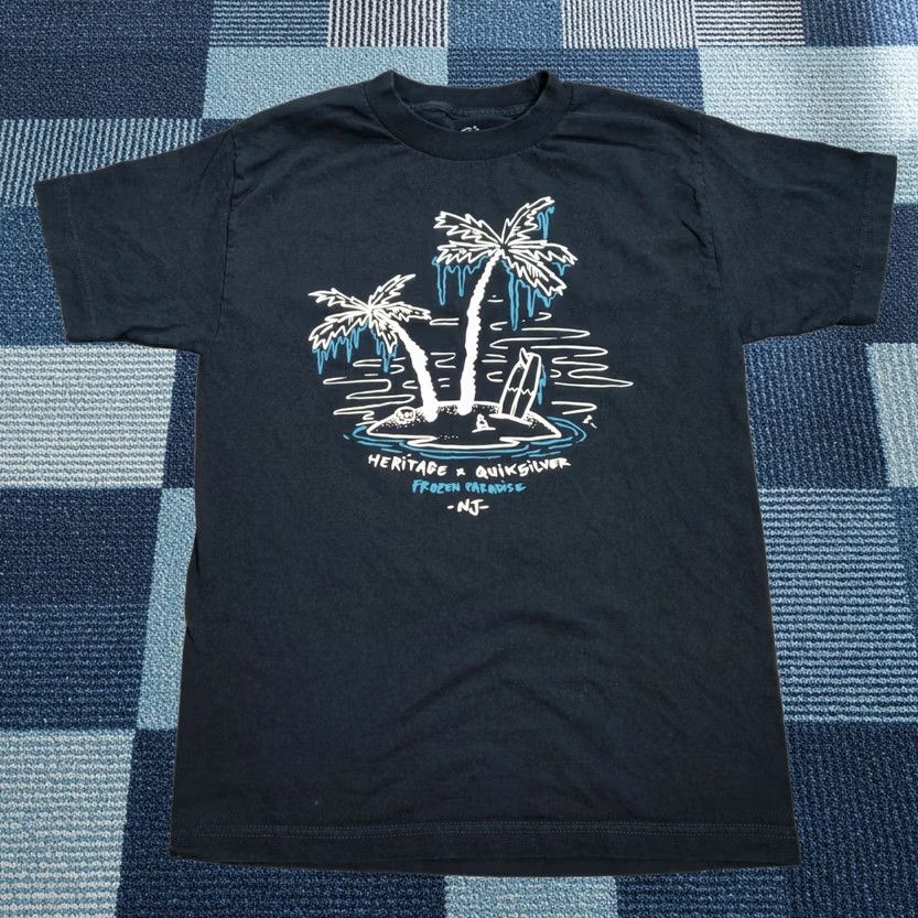 Quiksilver Quiksilver T-Shirt Mens S Small Blue Heritage Frozen Paradise Modern Fit Casual Crew Neck Short Sleeve Cotton Solid Logo Print Size US S / EU 44-46 / 1 - 1 Thumbnail