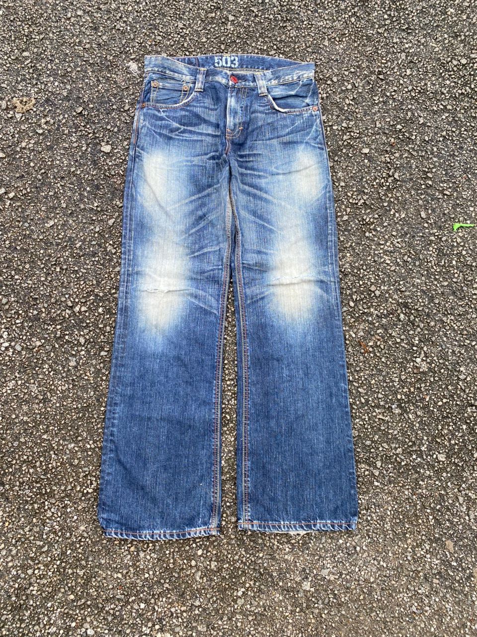 Edwin 💥FLARE💥VINTAGE EDWIN 503 BLUE TRIP DISTRESSED DENIM Size US 32 / EU 48 - 2 Thumbnail