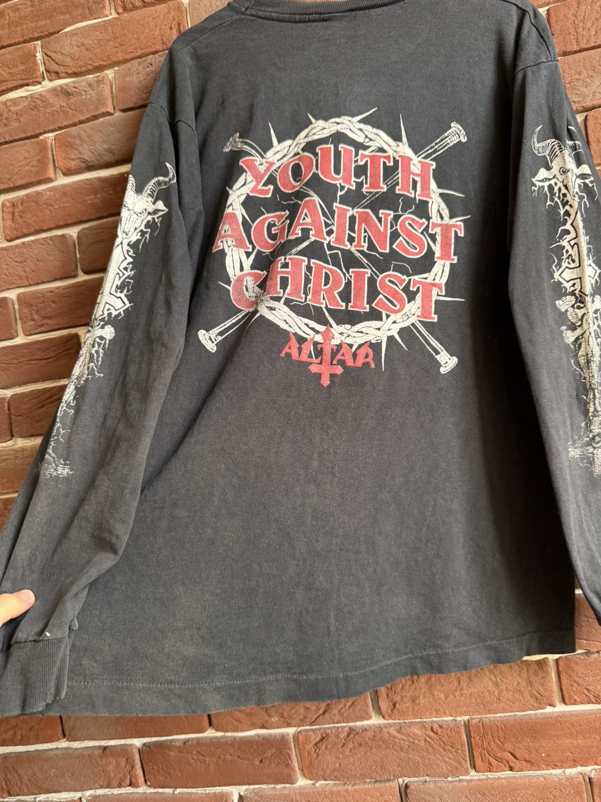 Band Tees Rare 90s Altar Youth Against Vintage Band Black Metal Tee XL Size US XL / EU 56 / 4 - 14 Thumbnail