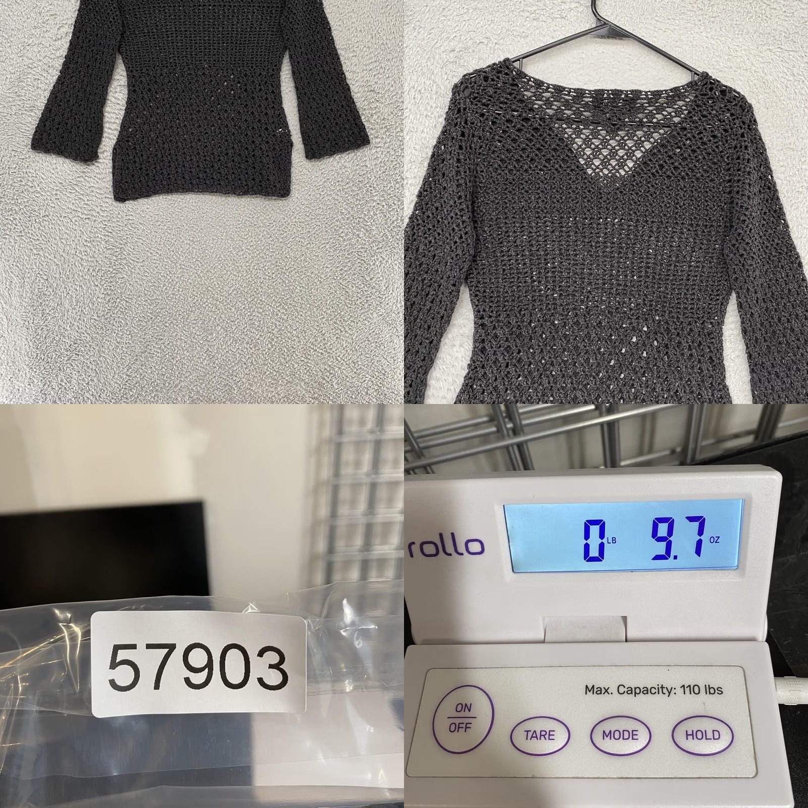 Express Express Y2K Handknit Sweater Womens Small Black Crochet V Neck Tassel Open Knit Size S / US 4 / IT 40 - 8 Thumbnail