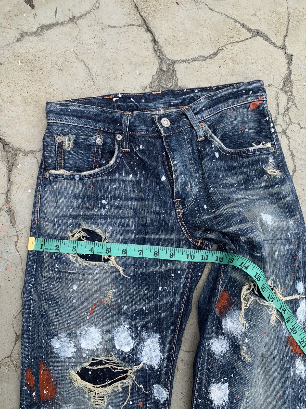 Edwin EDWIN DISTRESSED CUSTOM PAINT SPLATTER JEANS Size US 30 / EU 46 - 5 Thumbnail