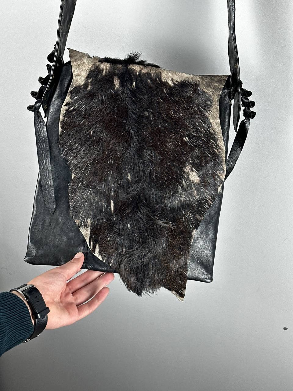 Avant Garde Vintage Cow Skin Messenger Bag