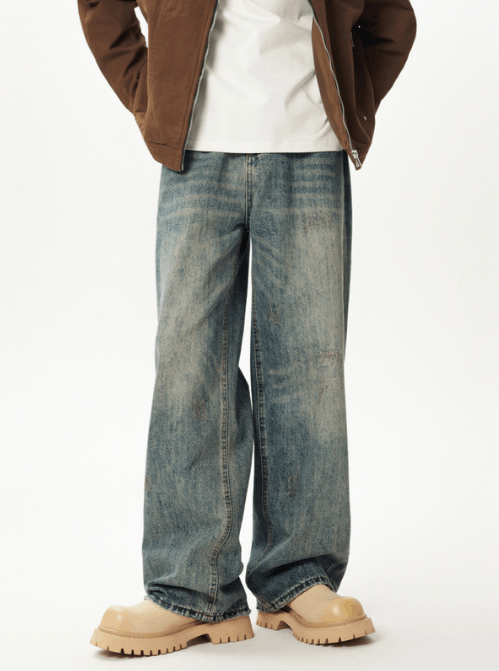Japanese Brand × Jean American style distressed men's street wide-leg jeans Size US 32 / EU 48 - 1 Thumbnail