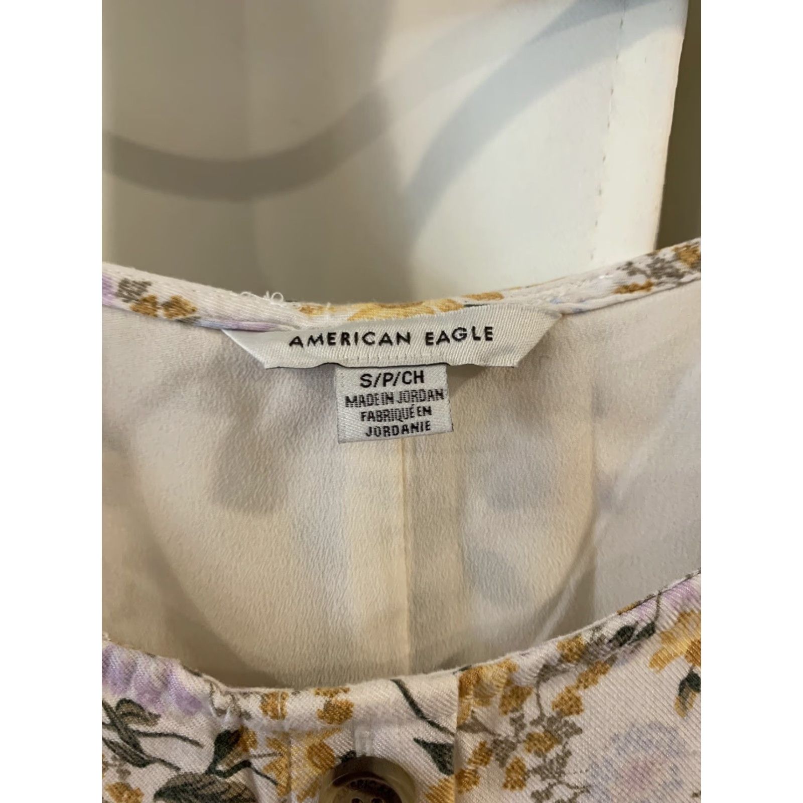 American Eagle Outfitters American Eagle Floral Tie Front Button Mini Dress Small Woman S Green Size S / US 4 / IT 40 - 3 Thumbnail