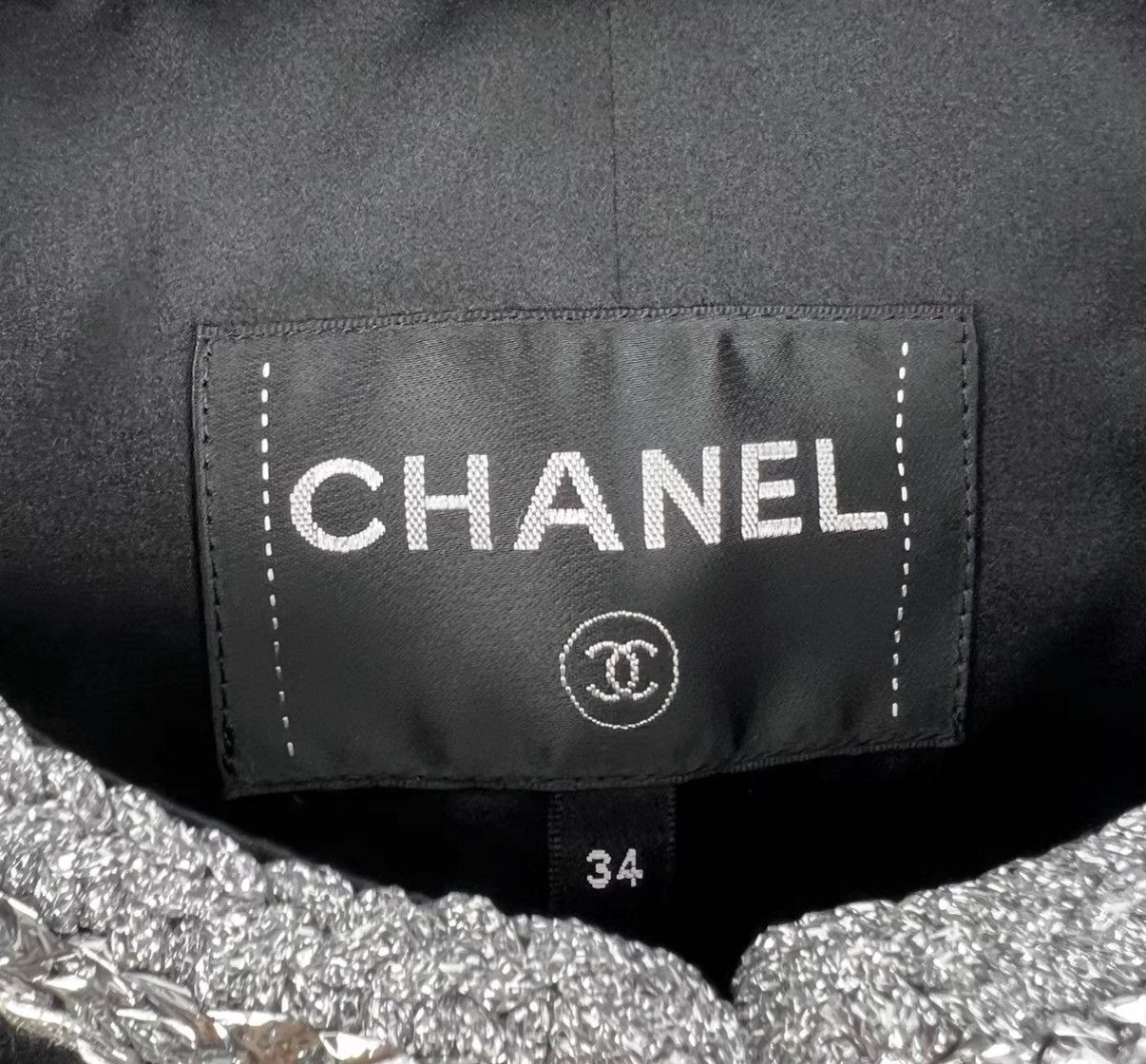 Chanel Chanel Roof Series Black-Silver Spliced Satin Coat K12 Size XXS / US 00 / IT 34 - 3 Thumbnail
