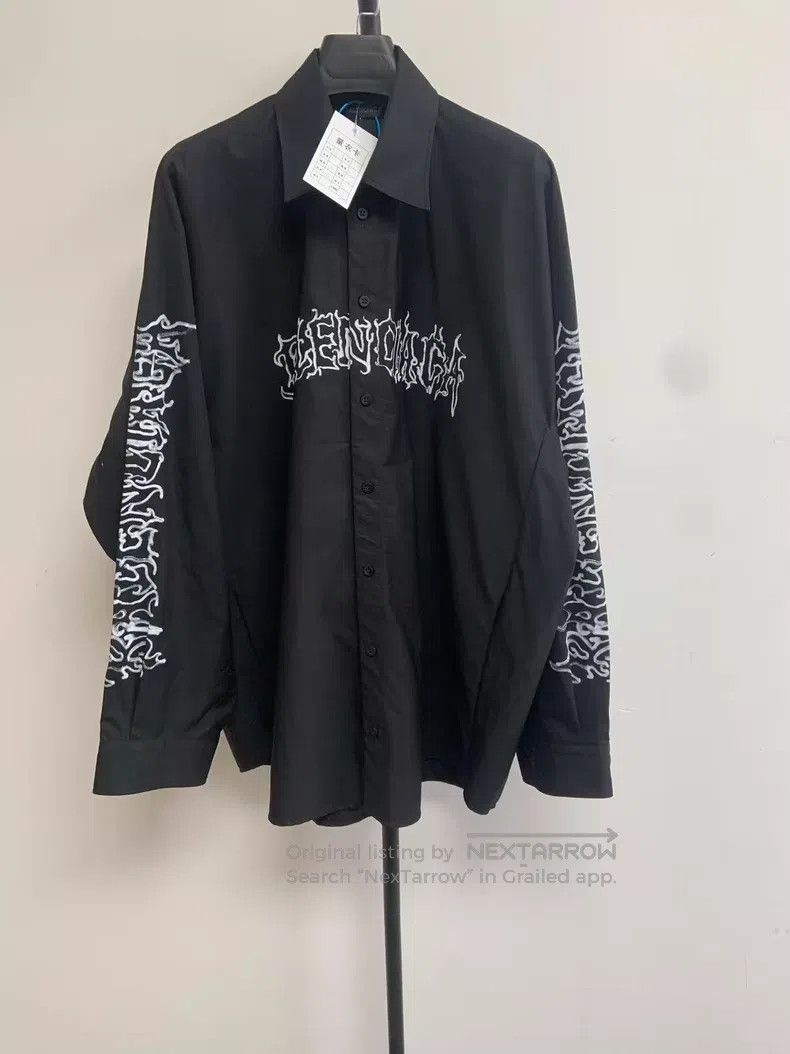 Balenciaga Balenciaga Printed Single Breasted Long Sleeve Shirt Black Size US M / EU 48-50 / 2 - 1 Thumbnail