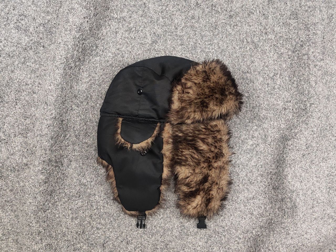 If Six Was Nine Vintage Y2K Fuzzy Fur Ushanka Hat Black faded l.g.b. Style Size ONE SIZE - 1 Thumbnail
