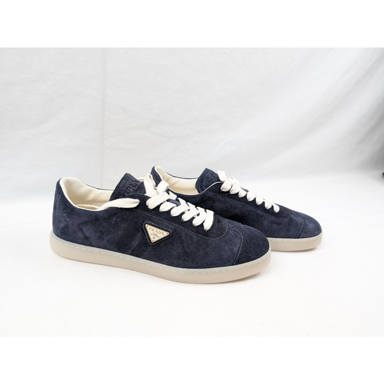 Prada o1rshd1 Low top Suede Sneakers in Bleu 11 Prada Size US 12 / EU 45 - 1 Thumbnail