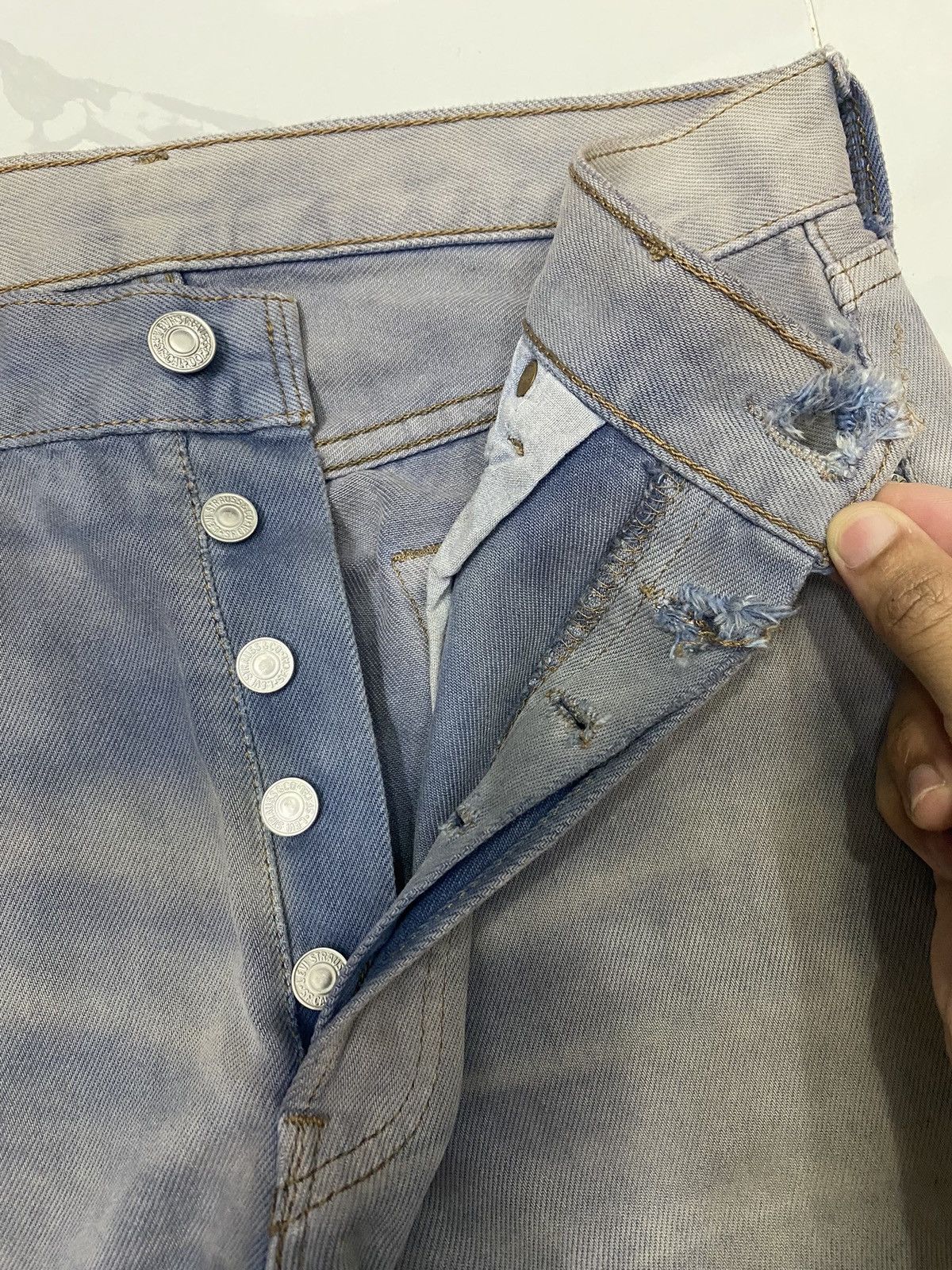 Levi's 🔥LEVIS 501 BLUE ACID WASH VINTAGE DISTRESSED DENIM JEANS Size US 30 / EU 46 - 10 Thumbnail