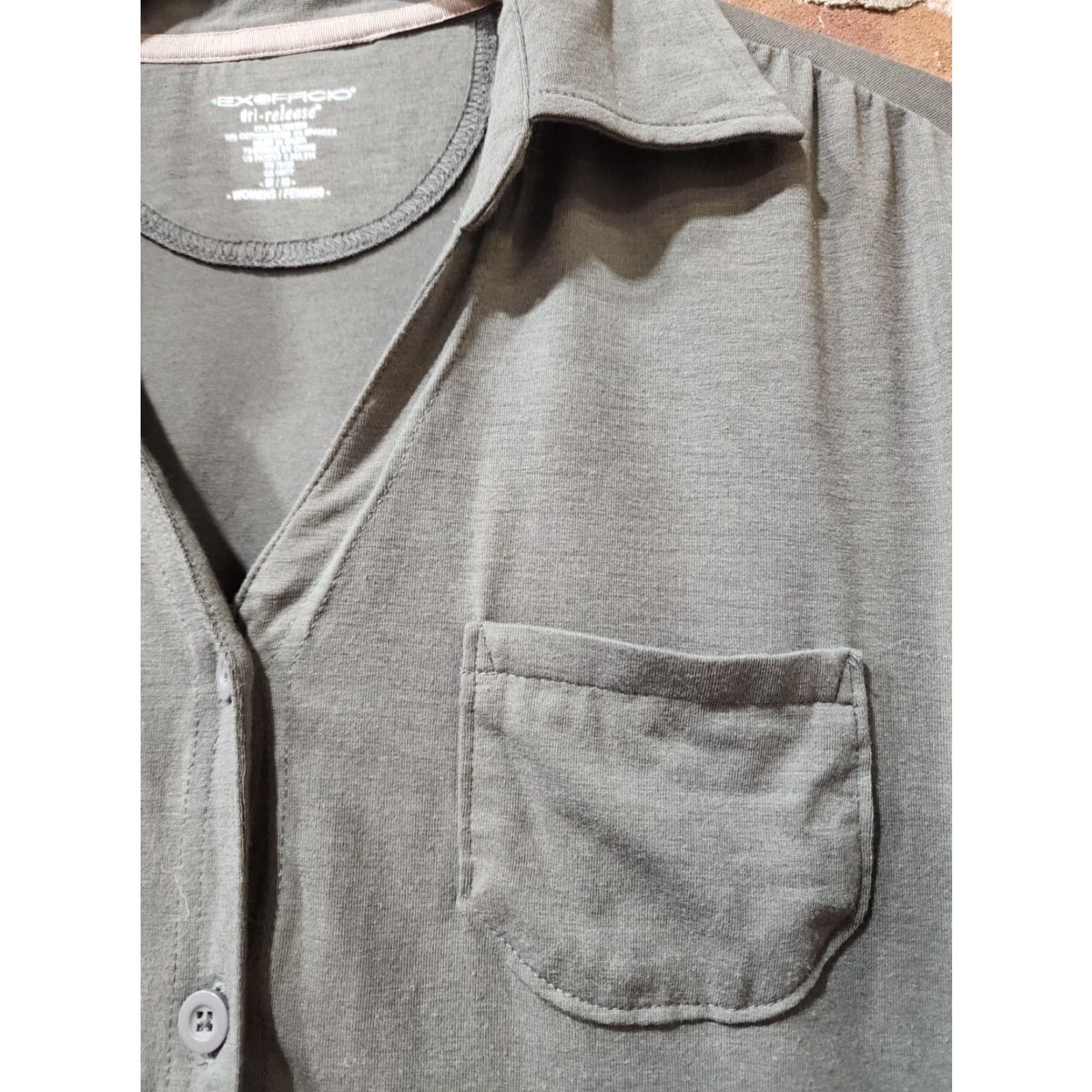 ExOfficio ExOfficio Shirt Womens Button-Up Dri-Release Cotton Blend Gray M Size Medium Front Center Front Size M / US 6-8 / IT 42-44 - 4 Thumbnail