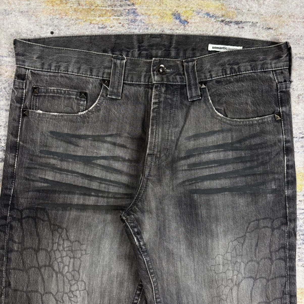 semanticdesign Semantic design studded spider web flared jeans Size US 33 - 8 Thumbnail