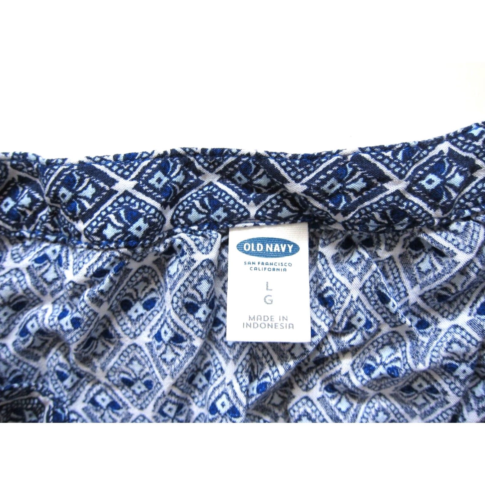 Old Navy Old Navy Blouse Short Sleeve Tunic 100% Rayon Floral Blue Large Womens Size L / US 10 / IT 46 - 4 Thumbnail
