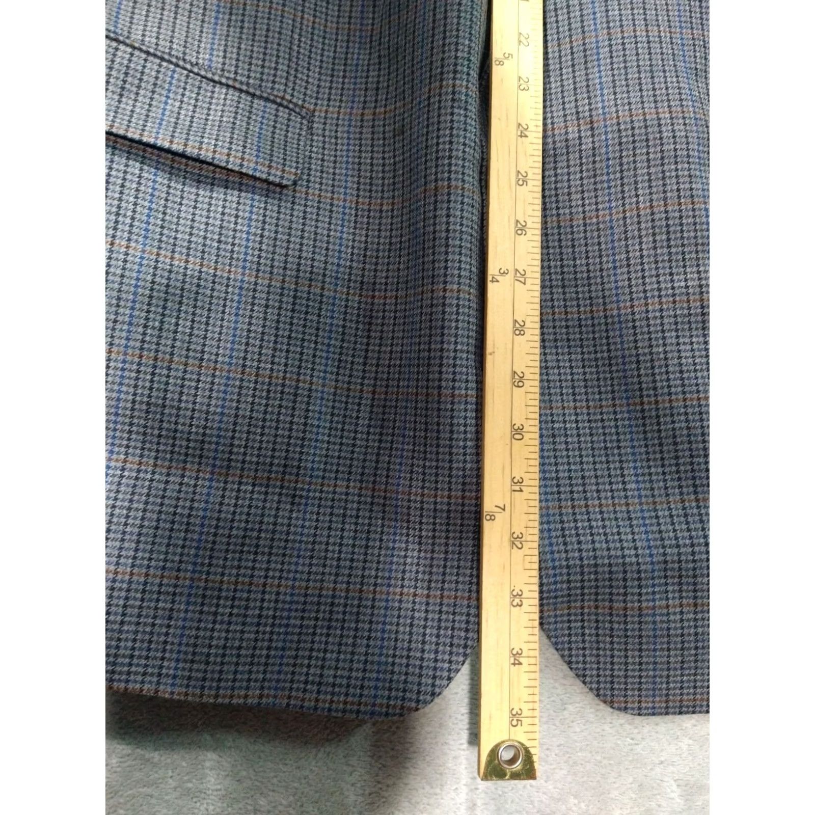 Brooks Brothers Brooks Brothers Blazer Mens 44L Wool Grey Plaid Windowpane 2 Piece Notch Lapel Long Coat Jacket Chest 44in Dry Clean Only Mens Size 44R - 5 Thumbnail