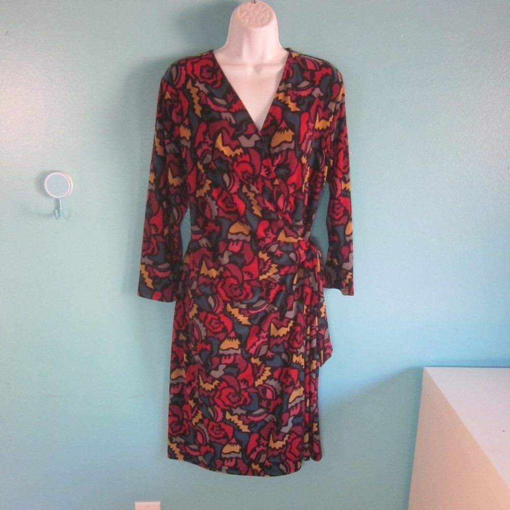Anne Klein Anne Klein Faux Wrap Colorful Dress Size XL Size XL / US 12-14 / IT 48-50 - 4 Thumbnail