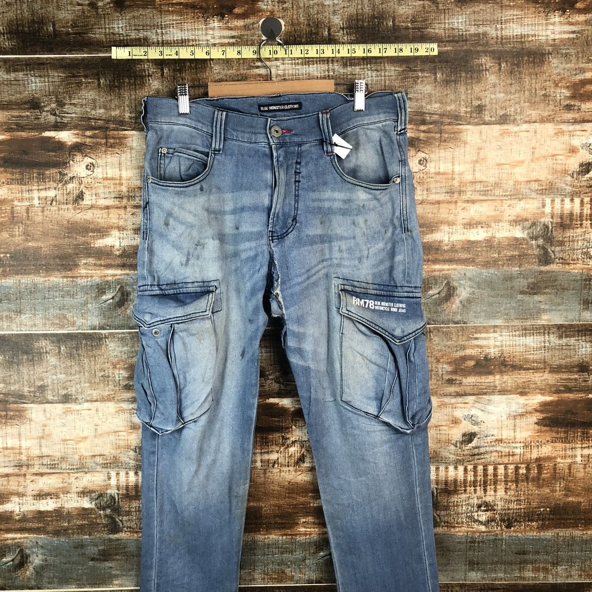 Japanese Brand Blue Monster vintage thrashed tactical Denim Pants #A2090 Size US 32 / EU 48 - 2 Thumbnail