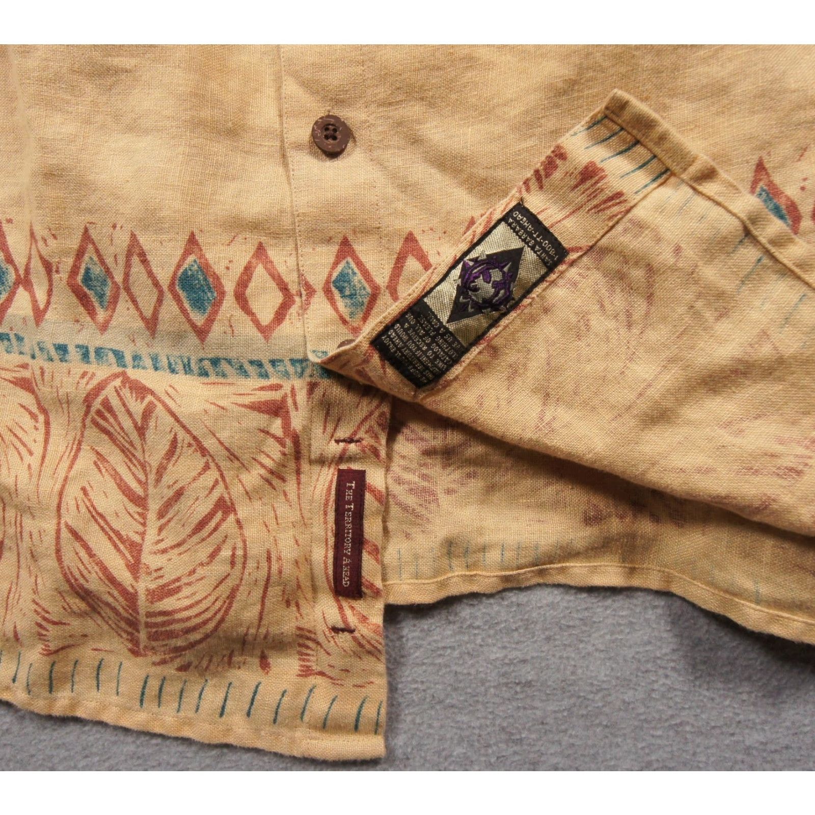 The Territory Ahead The Territory Ahead Shirt Mens Medium Yellow Button Down Linen Southwestern Size US M / EU 48-50 / 2 - 7 Thumbnail