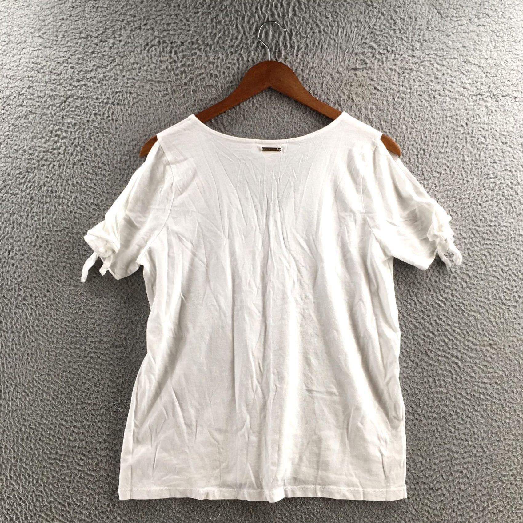Michael Kors Michael Kors Top Womens Large White Short Sleeve V Neck Tie Sleeve Pullover Size L / US 10 / IT 46 - 7 Thumbnail