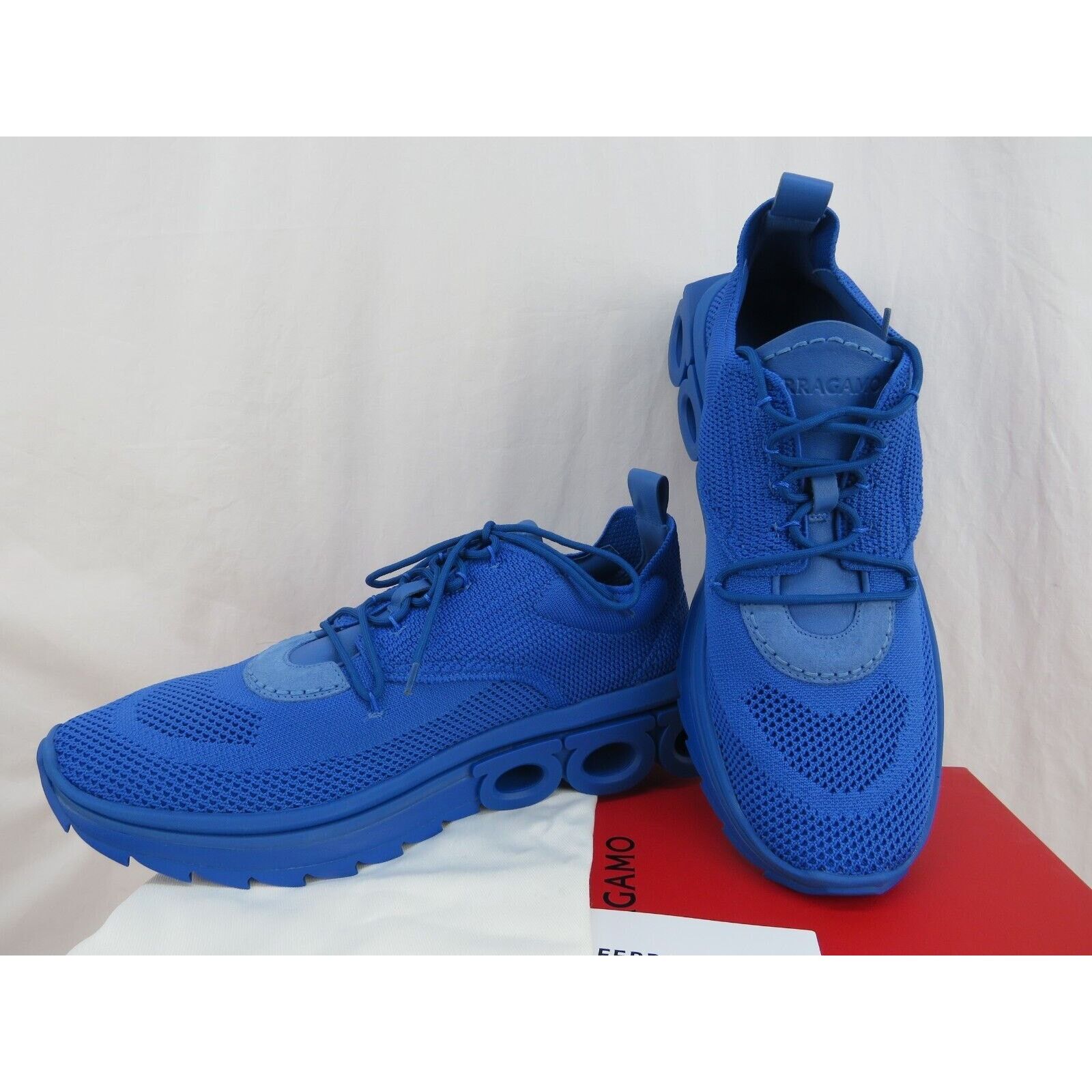 Salvatore Ferragamo FERRAGAMO BLUE NIMA MESH LACE LOGO LOW SNEAKERS 10.5 43.5 Size US 10.5 / EU 43-44 - 14 Thumbnail
