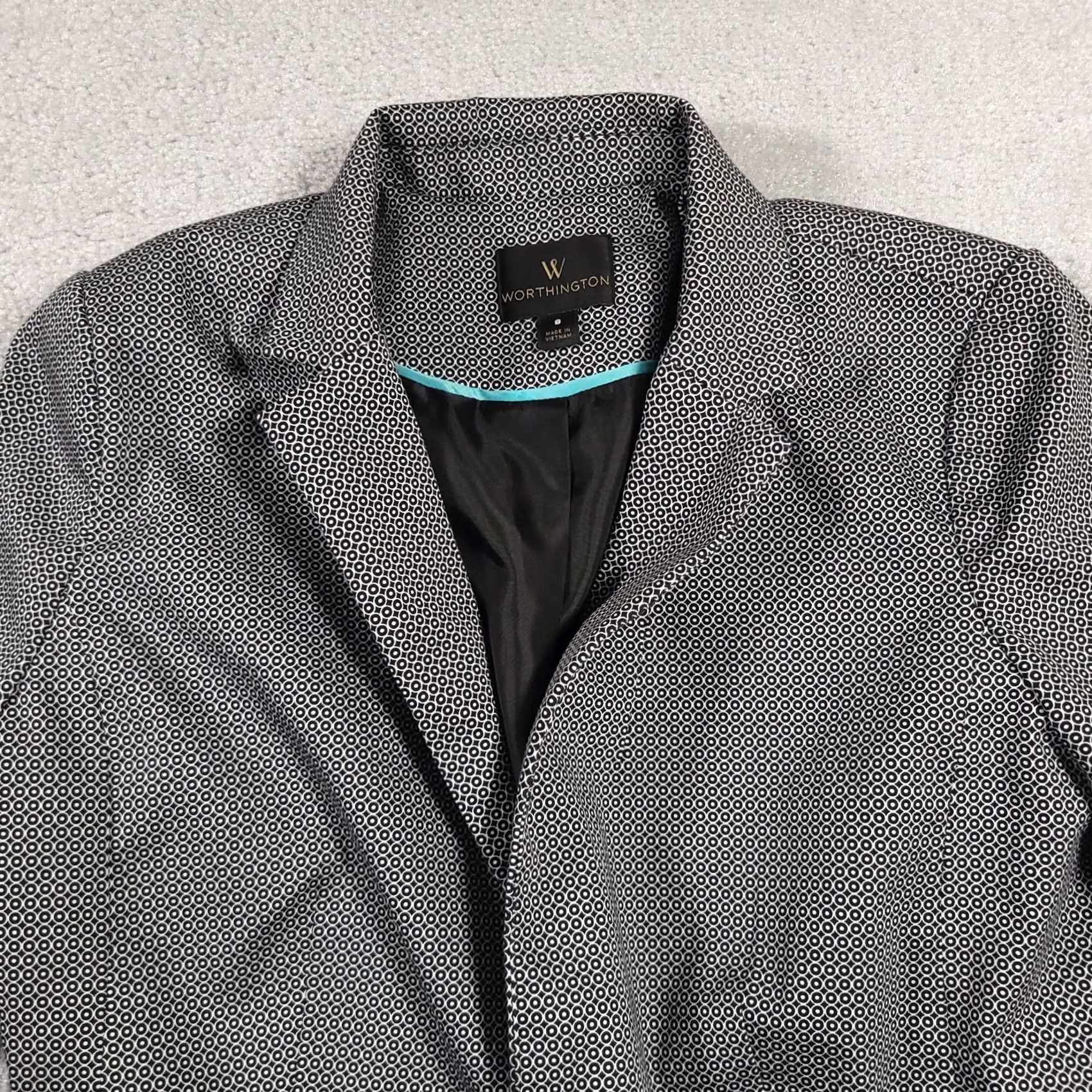 Worthington Worthington Blazer Coat Women's size 8 Geometric Open Front Business Long Sleeve Blazer Coat Women 8 Multicolor Geometric 90s Classic Jacket Size M / US 6-8 / IT 42-44 - 3 Thumbnail