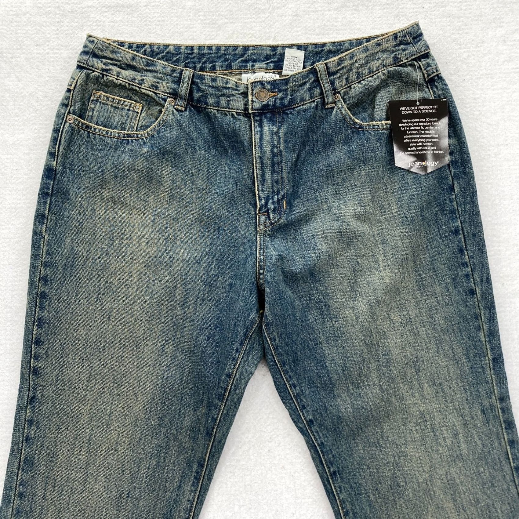 Denime Jeanology Jeans Women's 16 Tall Medium Wash Blue Denim Mid Rise Bootscut Boho Vintage Y2K Lounge Size 38" / US 16 / IT 52 - 2 Thumbnail