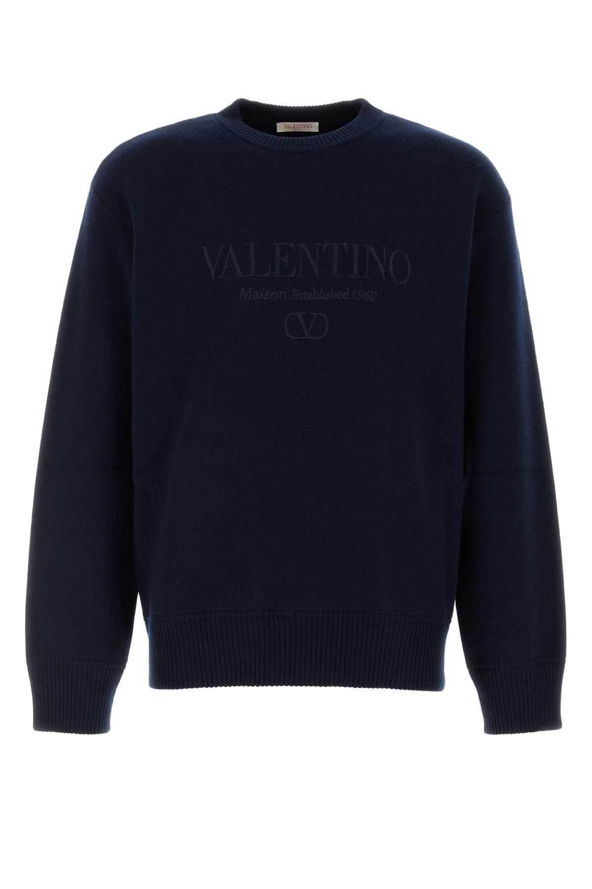 Valentino Dark Blue Wool Sweater Size US L / EU 52-54 / 3 - 1 Thumbnail