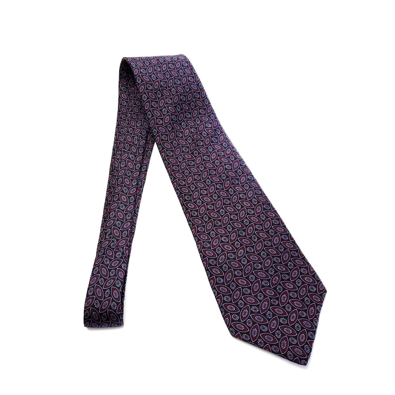 Stafford Stafford Black Purple Print Geometric Short Wide Silk Tie Size ONE SIZE - 6 Thumbnail