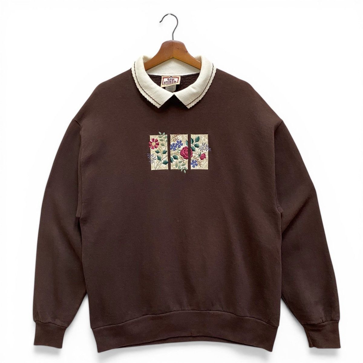 Vintage Vintage 90s Top Stitch Sweatshirt Double Collar Morning Sun Size US L / EU 52-54 / 3 - 1 Thumbnail