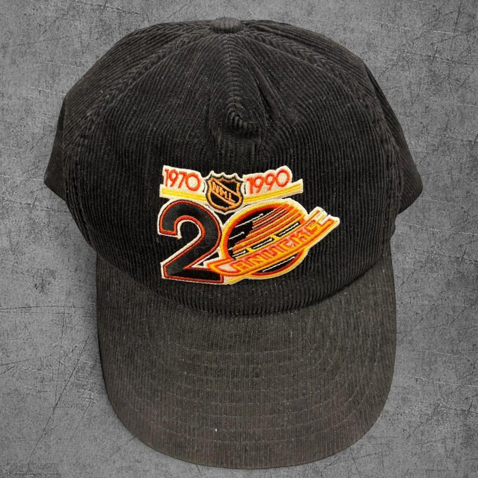 NHL 90s Vancouver Canucks Skate Logo Anniversary Corduroy Cap Size ONE SIZE - 2 Thumbnail