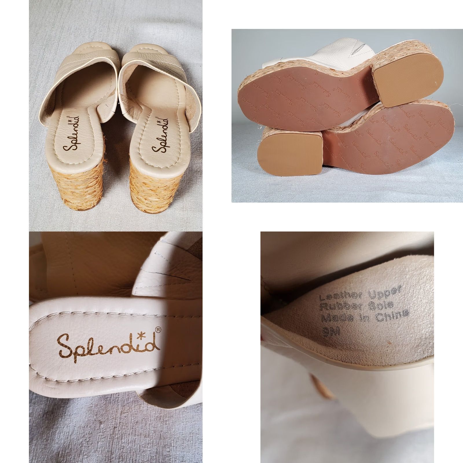 Splendid Splendid Theodore Cream Leather Raffia Peep-Toe Mules Women's Size US 9 M New Size US 9 / IT 39 - 8 Thumbnail