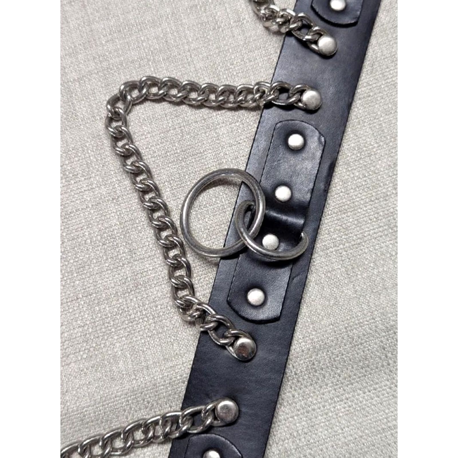 Hot Topic VINTAGE hot topic belt leather black handcuffs 40 goth punk 90s CHAINS Tripp Y2K adjustable Mens belts Size 40 - 5 Thumbnail