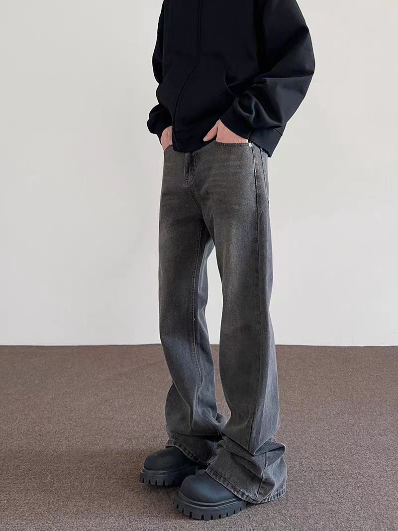 Japanese Brand × Jean High Street Aged Smokey Gray Straight Leg Micro Flare Jeans Size US 31 - 2 Thumbnail