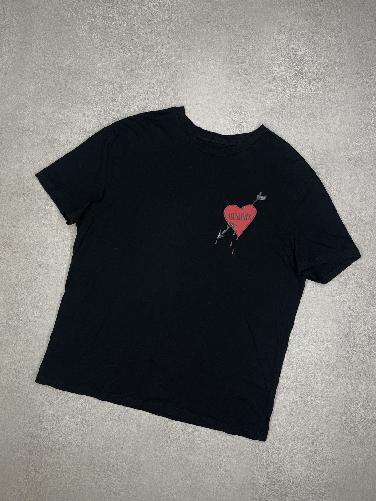 Allsaints Mens AllSaints Bleeding Heart Crew Black T Shirt Big Logo Size US M / EU 48-50 / 2 - 5 Thumbnail