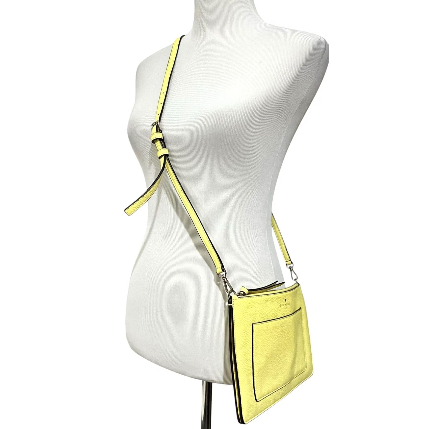 Vintage KATE SPADE Knott Small Crossbody Yellow Pebbled Leather Purse Slim Crossbody Women's Size ONE SIZE - 4 Thumbnail