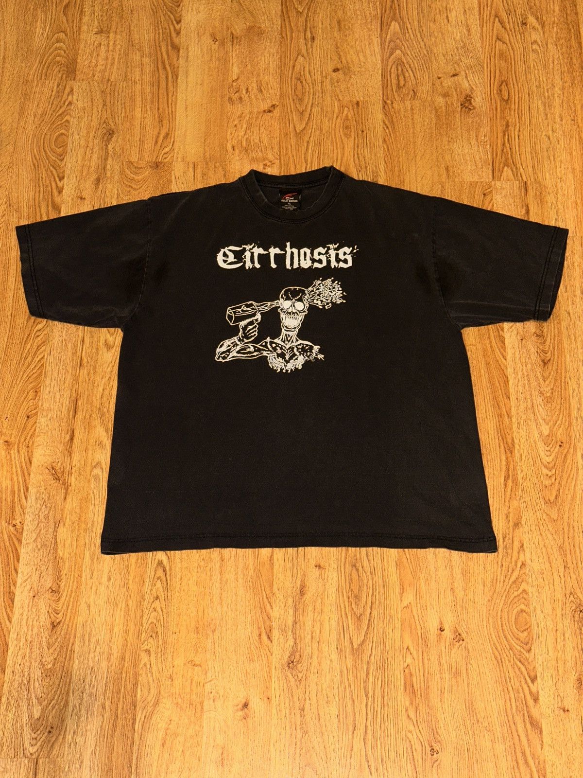 Band Tees × Vintage Vtg CIRRHOSIS Band Script & Skull Logo Tee XL Size US XL / EU 56 / 4 - 1 Thumbnail