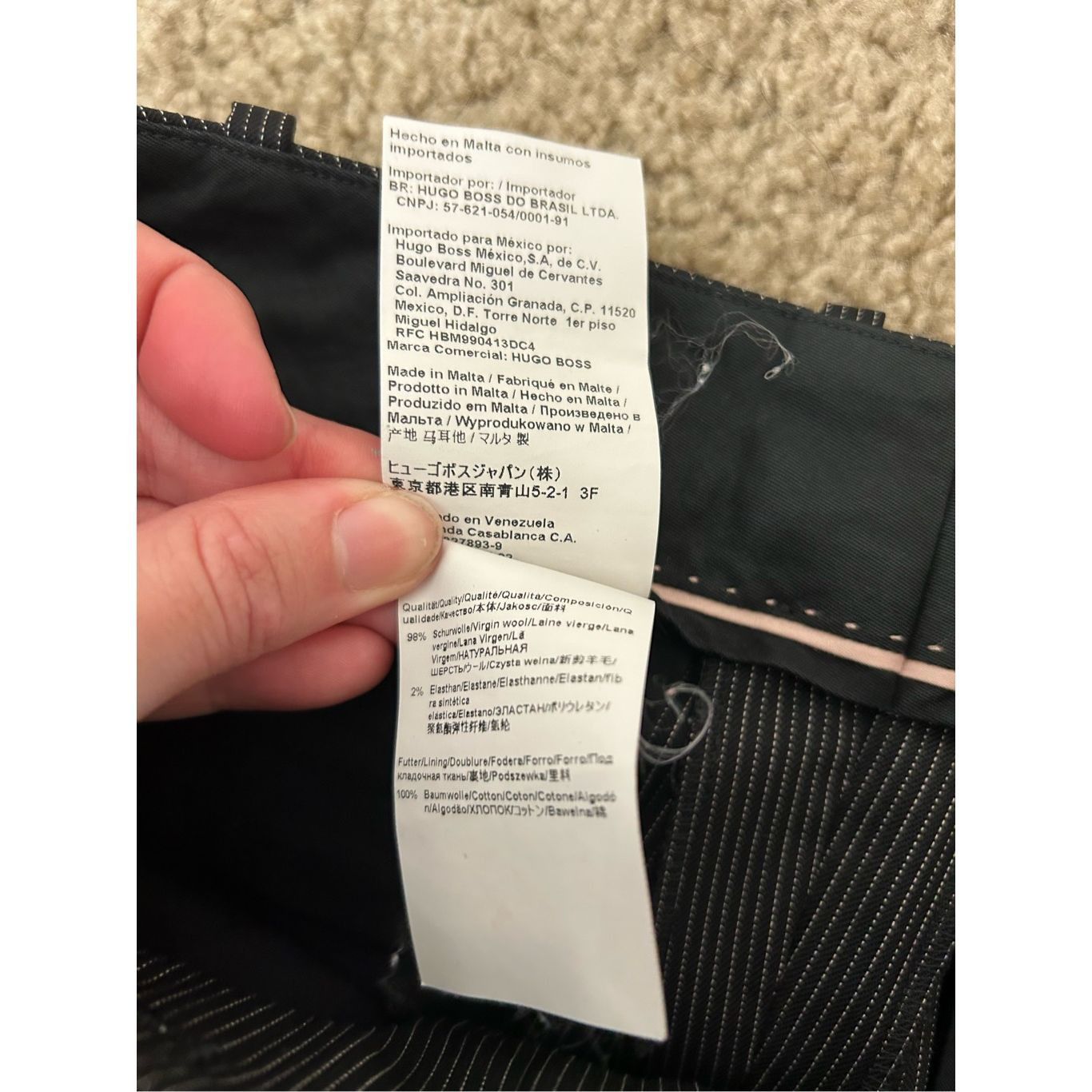 Hugo Boss Hugo Boss Virgin Wool Black White Stripe Straight Leg Pants, Size 30" / US 8 / IT 44 - 5 Thumbnail