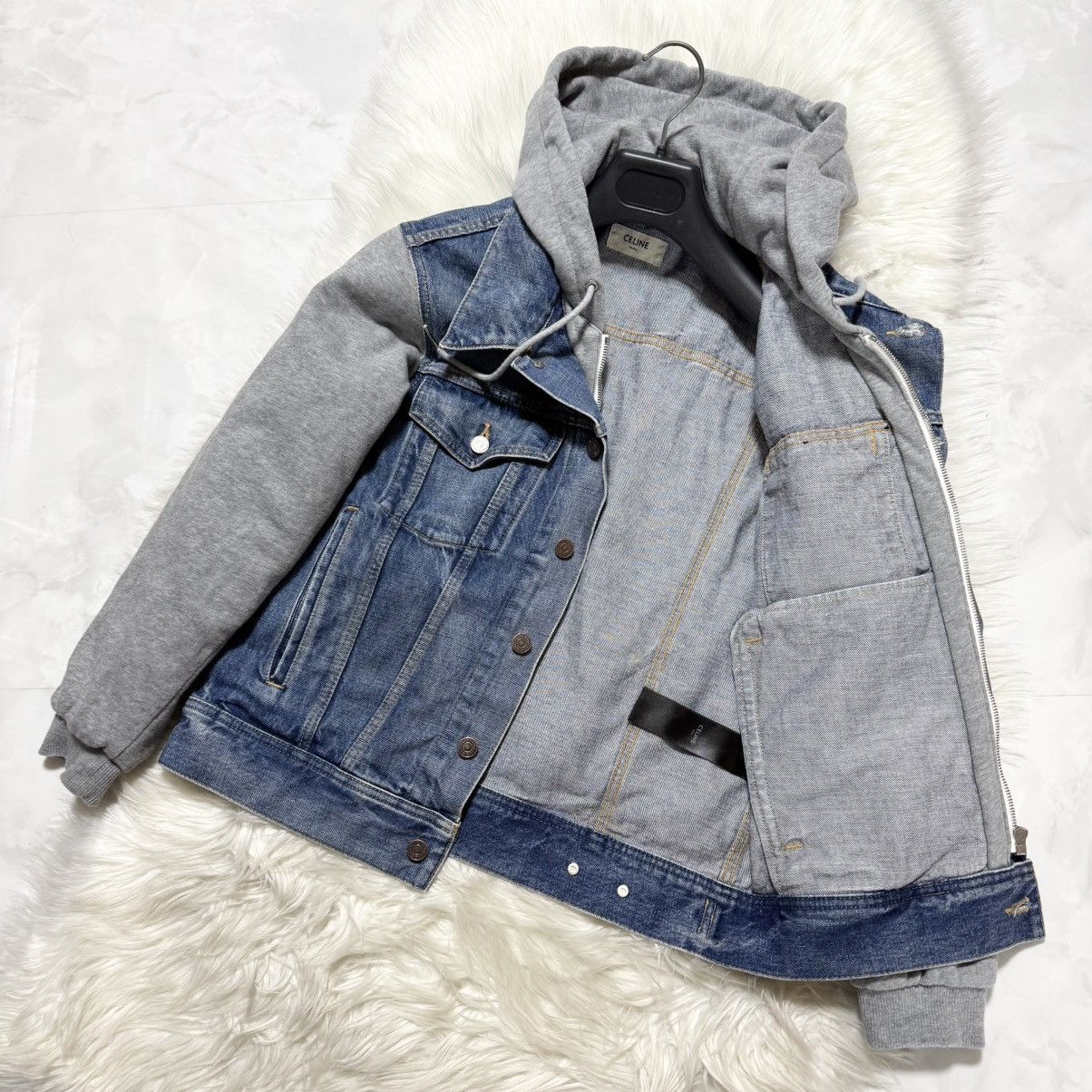 Celine Celine Union Wash Hooded Sweat Docking Trucker Denim Jacket Size XS / US 0-2 / IT 36-38 - 9 Thumbnail