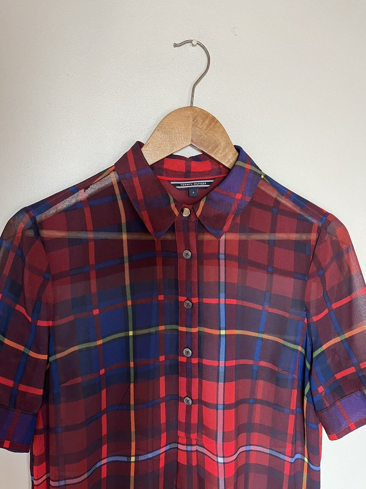 Tommy Hilfiger × Vintage Mini Tunic Sheer Tartan Dress Size M / US 6-8 / IT 42-44 - 3 Thumbnail