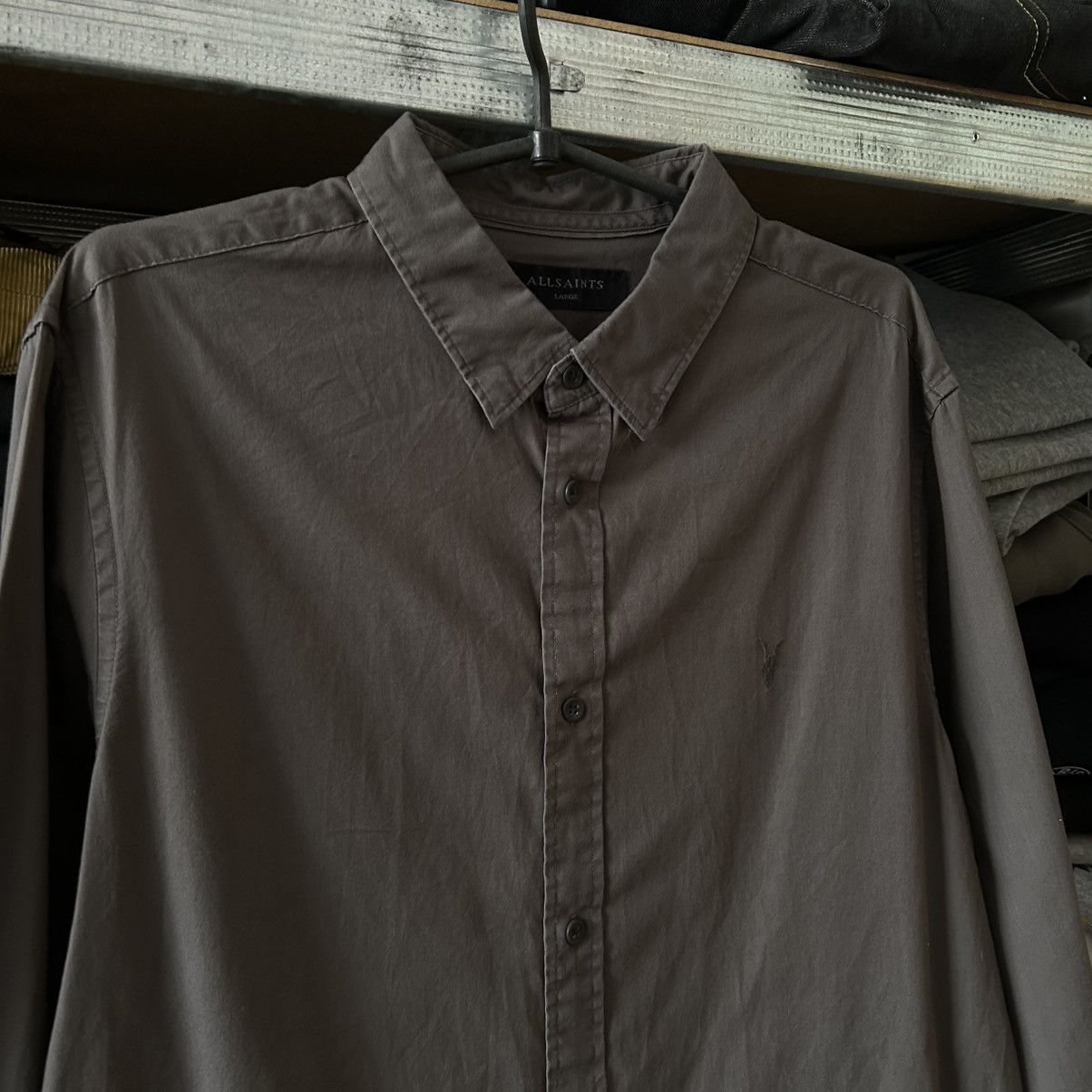 Allsaints Designer Allsaints Small Logo Brown hype y2k button shirt Size US L / EU 52-54 / 3 - 2 Thumbnail
