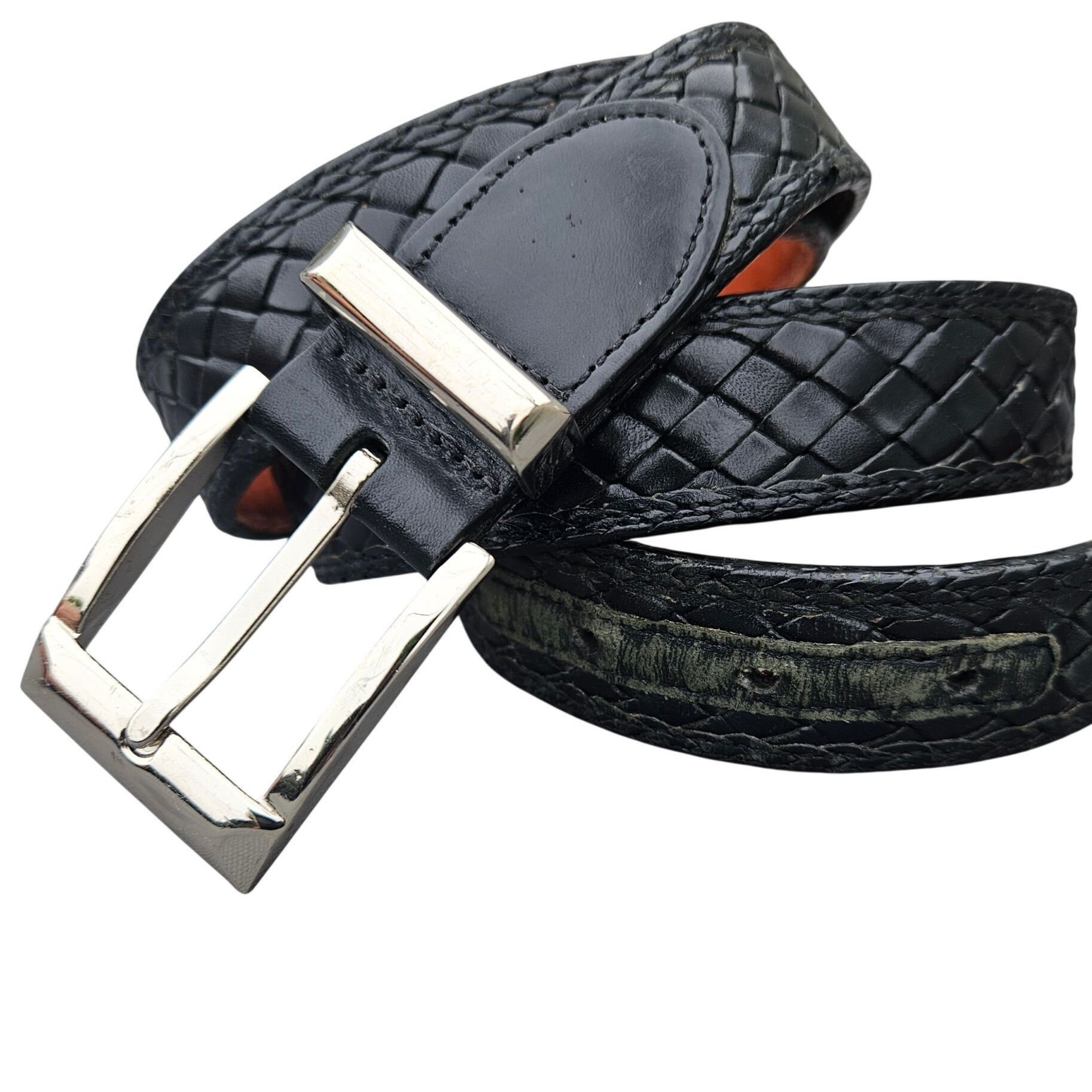 Bragano Bragano Black Woven Leather Belt Mens Made in Canada XL 41–4 Size 42 - 2 Thumbnail