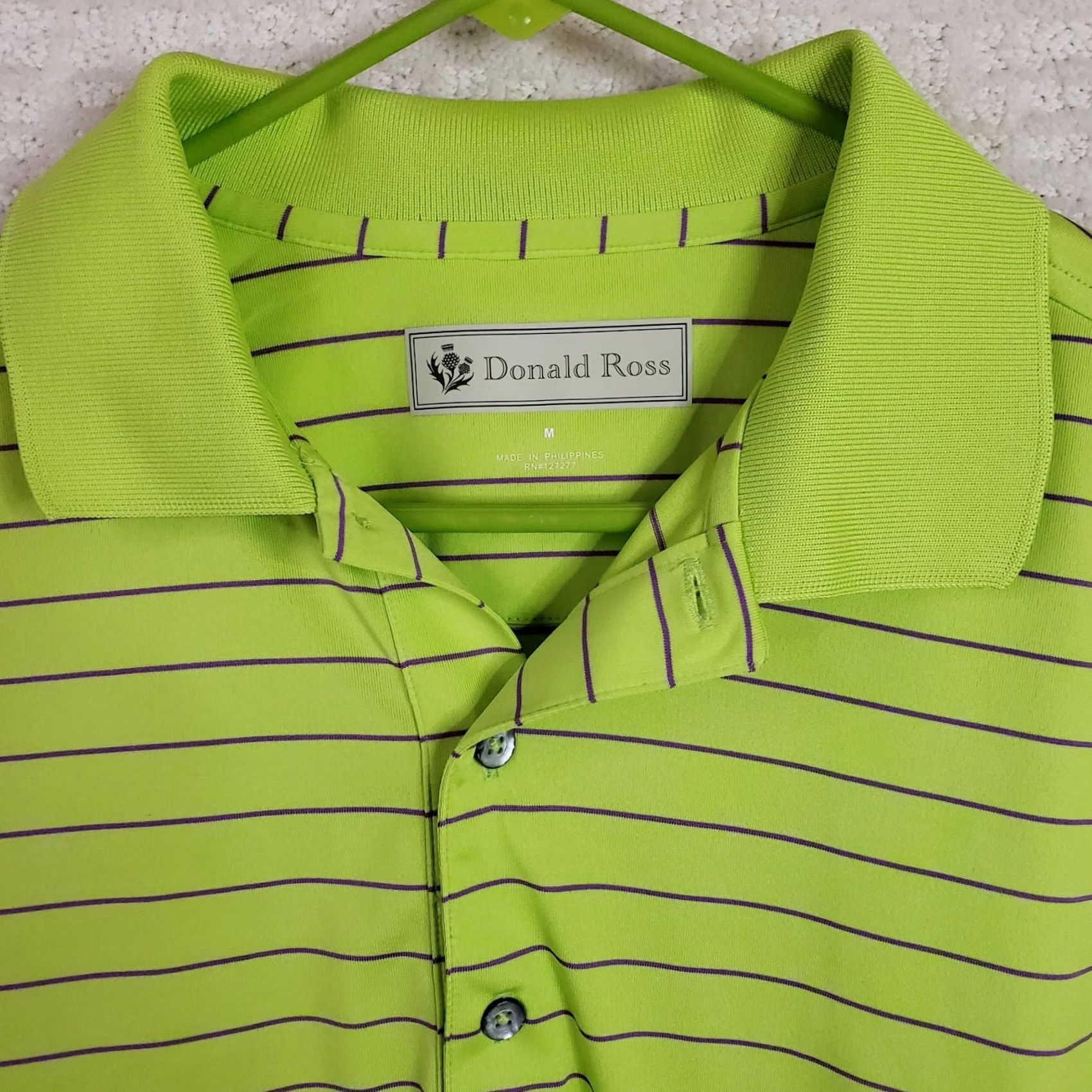 Vintage Donald Ross Golf Polo Shirt Green Size Medium Striped Quarter Button Up Mens Size US M / EU 48-50 / 2 - 4 Thumbnail