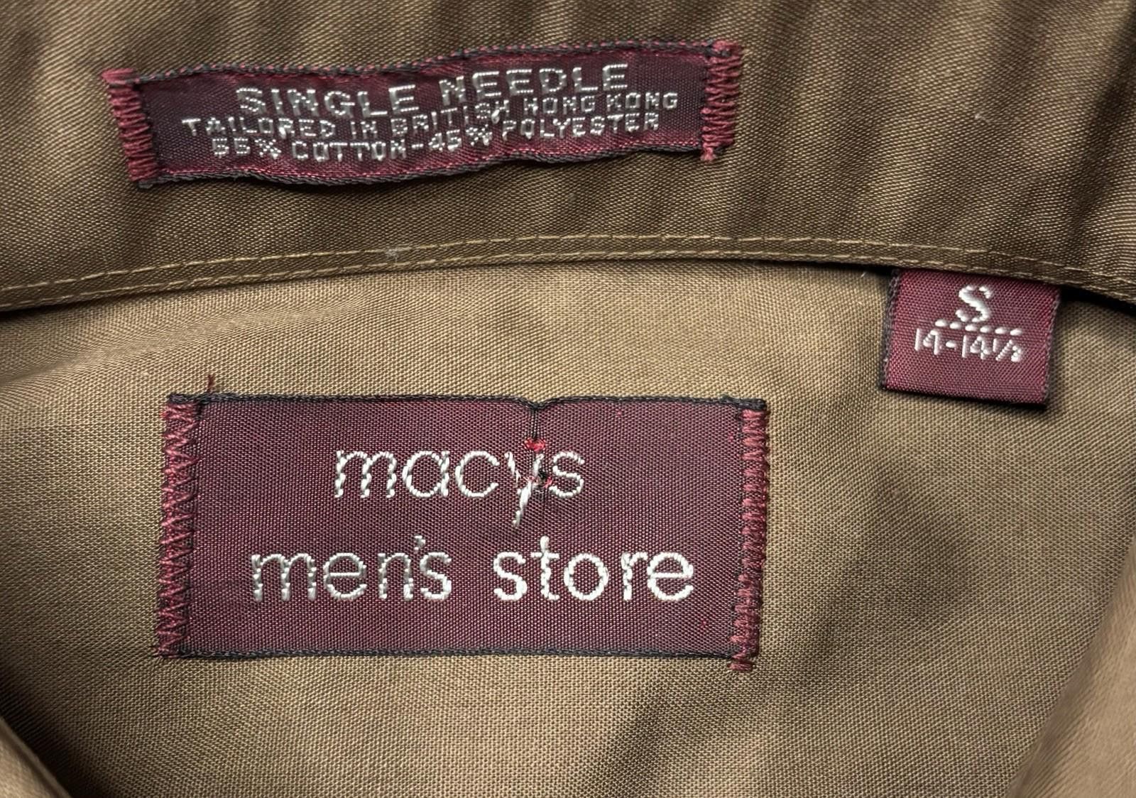 Macys VTG 70s Macys Mens Store Dress Shirt Small 14-14.5 NEW Size 36R - 2 Thumbnail